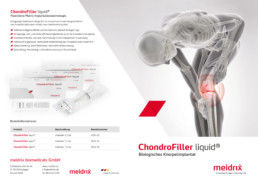 4-seitiger Informationsflyer ChondroFiller liquid, Cover und Rückseite Layout