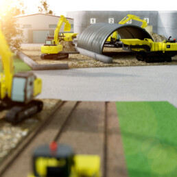 3D-Visualisierung: Close-Up Darstellung Bodenumschlagszentrum
